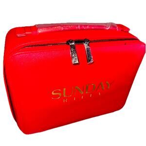 NEW Sunday Riley Cosmetic Suitcase Travel Bag 10x8x4" Red Zippered Makeup Case